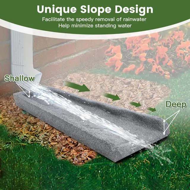 Alt view image 3 of 7 - 2 Pack Rubber Downspout Splash Block Rain Gutter Down Spout Drain Trays Gray