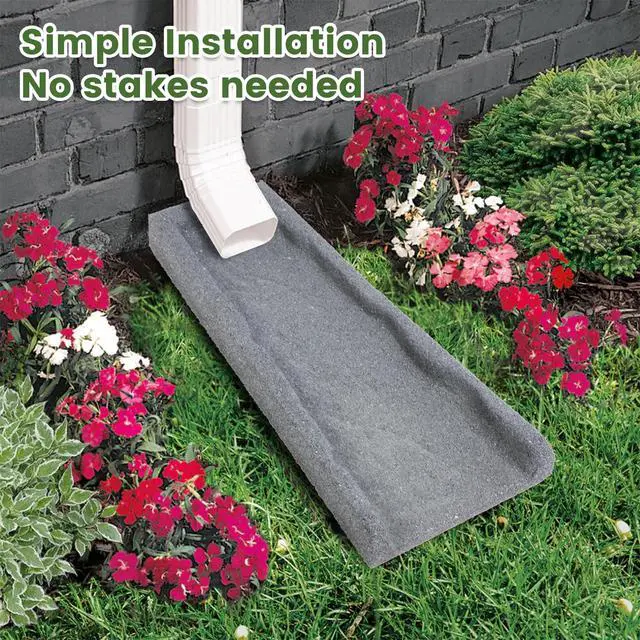 Alt view image 4 of 7 - 2 Pack Rubber Downspout Splash Block Rain Gutter Down Spout Drain Trays Gray