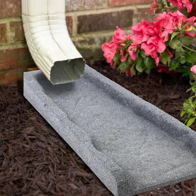 Alt view image 7 of 7 - 2 Pack Rubber Downspout Splash Block Rain Gutter Down Spout Drain Trays Gray