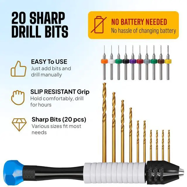 Alt view image 2 of 7 - Micro Drill Bits Set with Pin Vise Hand Drill Manual, Jewelry Drill Kit