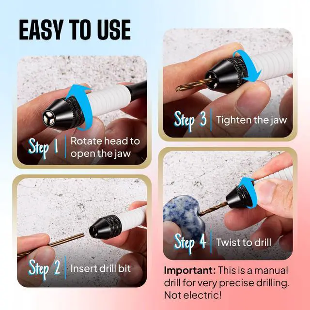 Alt view image 4 of 7 - Micro Drill Bits Set with Pin Vise Hand Drill Manual, Jewelry Drill Kit