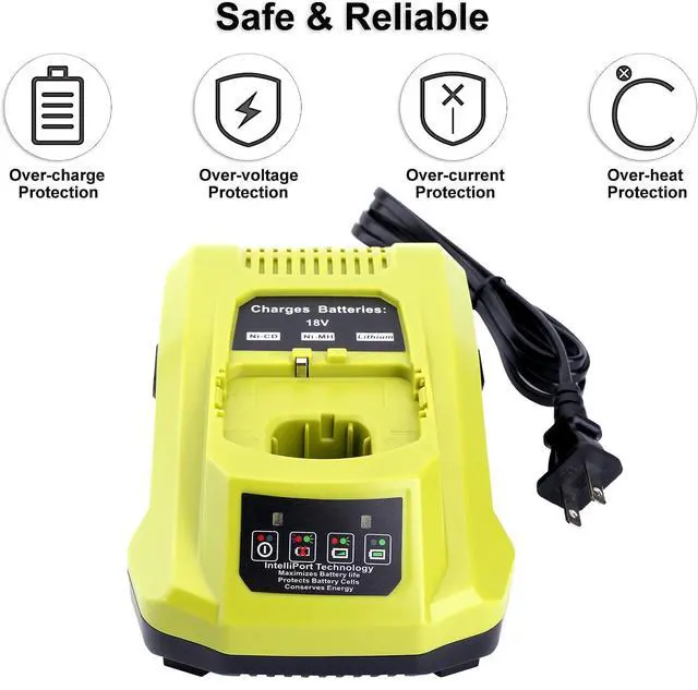 Alt view image 3 of 7 - 18-Volt P117 Rapid Charger Replace for Ryobi 12V-18V Battery One+ Lithium-Ion/NiCad/NiMh Battery P102 P108 P189 P197 P103 P105 P107 P190 P191 PBP002 PBP005