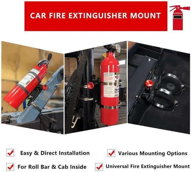 Alt view image 4 of 7 - Quick Release Fire Extinguisher Mount - Aluminum Adjustable UTV Roll Bar Fire Extinguisher Holder Mounting Bracket Compatible with Jeep Wrangler TJ JK JL JKU Polaris RZR Ranger Can-Am X3 Universal