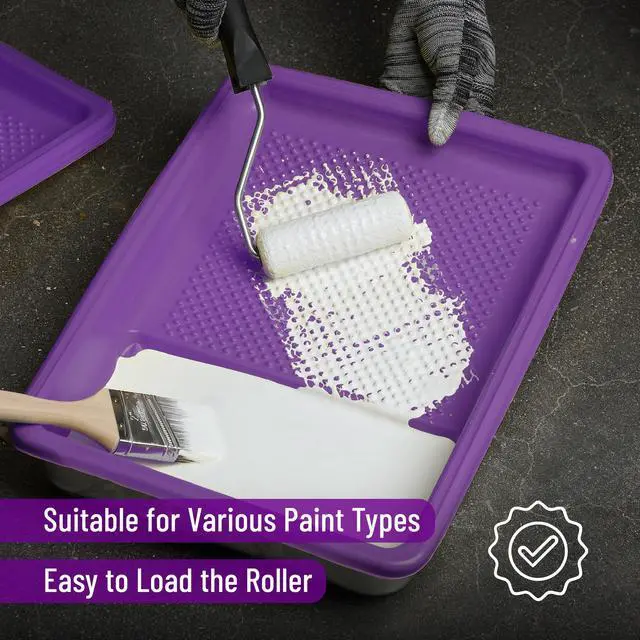Alt view image 4 of 7 - Bates- Paint Tray Liner, 9 Inch, 10 pcs, Purple Paint Pans Trays, Paint Roller Tray, Roller Tray Liners