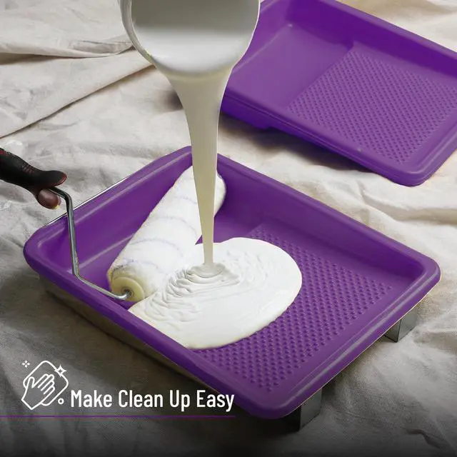 Alt view image 6 of 7 - Bates- Paint Tray Liner, 9 Inch, 10 pcs, Purple Paint Pans Trays, Paint Roller Tray, Roller Tray Liners