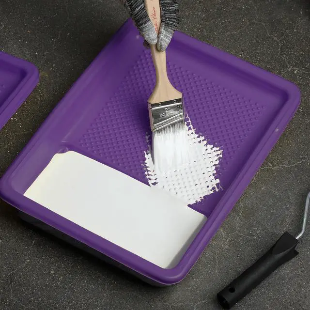 Alt view image 7 of 7 - Bates- Paint Tray Liner, 9 Inch, 10 pcs, Purple Paint Pans Trays, Paint Roller Tray, Roller Tray Liners