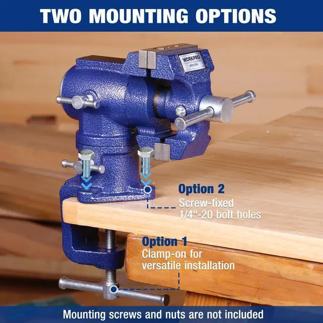 Alt view image 3 of 7 - Dual Jaws Table Vise 2.5" & 1.5", 360° Swivel Clamp-On Bench Vise | Multi-Purpose Vice for Workbench, Portable Small Vise, Table Clamp Bench Vise with Anvil for Woodworking, Metalworking, DIY