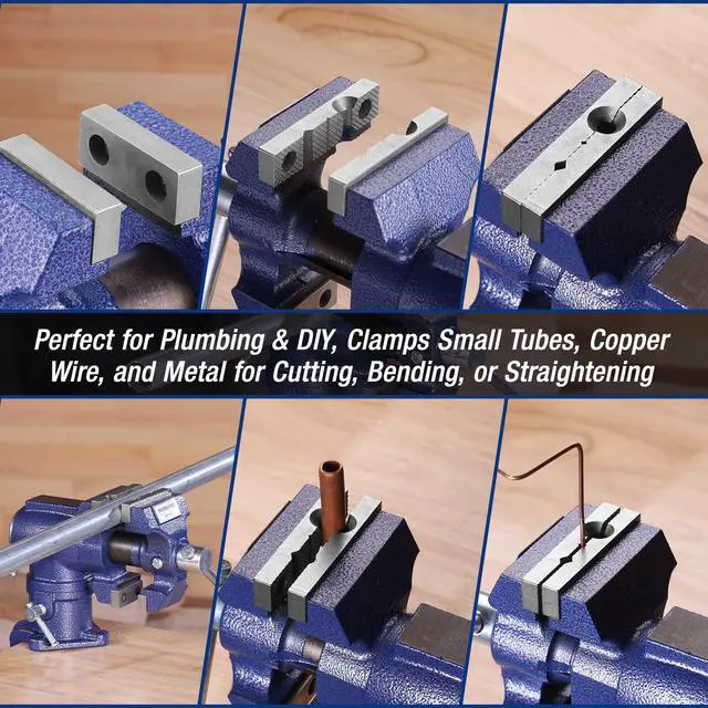 Alt view image 4 of 7 - Dual Jaws Table Vise 2.5" & 1.5", 360° Swivel Clamp-On Bench Vise | Multi-Purpose Vice for Workbench, Portable Small Vise, Table Clamp Bench Vise with Anvil for Woodworking, Metalworking, DIY