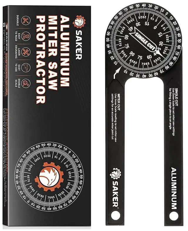 Main image of Miter Saw Protractor 7-Inch Aluminum Protractor Angle Finder Black | Featuring Precision Laser,Inside & Outside Miter Angle Finder for Carpenters, Plumbers and All Building Trades