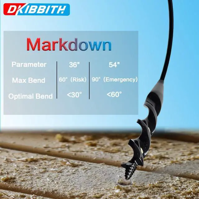 Alt view image 4 of 7 - Flexible Installer Drill Bit for Pulling Wires Through Walls Ceilings and Sidewalks, 54-Inch Long, 3/4-Inch Auger with a Fish Eye Hole and Screw Point, 1/4" 3-Flat Anti-Slip Shank