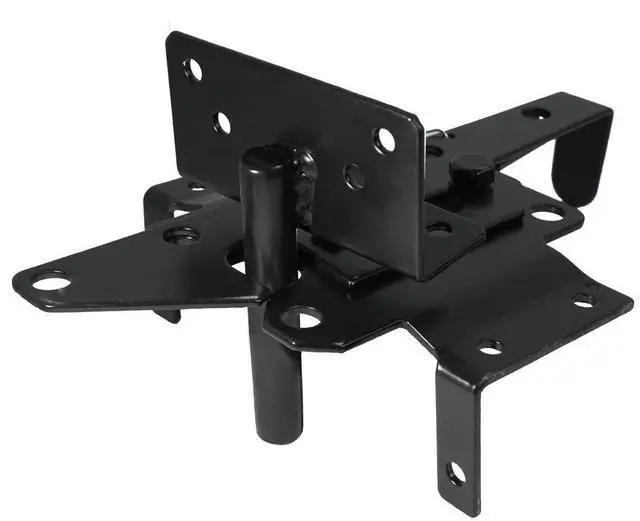 Alt view image 3 of 7 - Self-Locking Gate Latch Heavy-Duty for Wood Gate, Steel Black, 1pcs | Post Mount Automatic, gate locks for outdoor fence| Pool | Garden, Gravity Door Latch with Fasteners Hardware, Padlockable