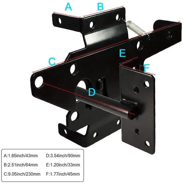 Alt view image 6 of 7 - Self-Locking Gate Latch Heavy-Duty for Wood Gate, Steel Black, 1pcs | Post Mount Automatic, gate locks for outdoor fence| Pool | Garden, Gravity Door Latch with Fasteners Hardware, Padlockable
