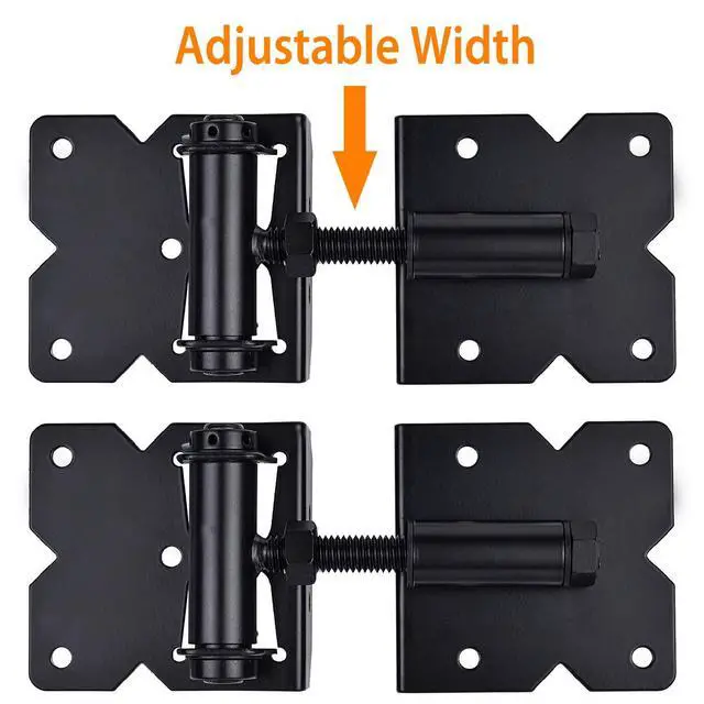 Alt view image 2 of 7 - Self Closing Gate Hinges Heavy Duty, 90 Degree Adjustable, 2 Pcs | Heavy duty gate hinges fence hinges for Wooden/Vinyl/PVC Fences, with installation screws and swing adjuster tool, black