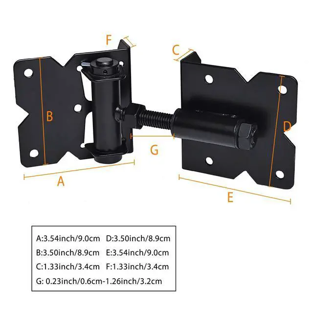 Alt view image 4 of 7 - Self Closing Gate Hinges Heavy Duty, 90 Degree Adjustable, 2 Pcs | Heavy duty gate hinges fence hinges for Wooden/Vinyl/PVC Fences, with installation screws and swing adjuster tool, black