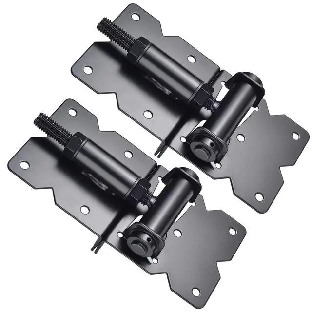 Alt view image 5 of 7 - Self Closing Gate Hinges Heavy Duty, 90 Degree Adjustable, 2 Pcs | Heavy duty gate hinges fence hinges for Wooden/Vinyl/PVC Fences, with installation screws and swing adjuster tool, black