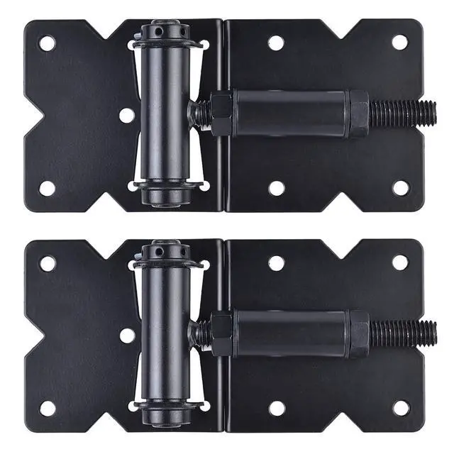 Alt view image 7 of 7 - Self Closing Gate Hinges Heavy Duty, 90 Degree Adjustable, 2 Pcs | Heavy duty gate hinges fence hinges for Wooden/Vinyl/PVC Fences, with installation screws and swing adjuster tool, black