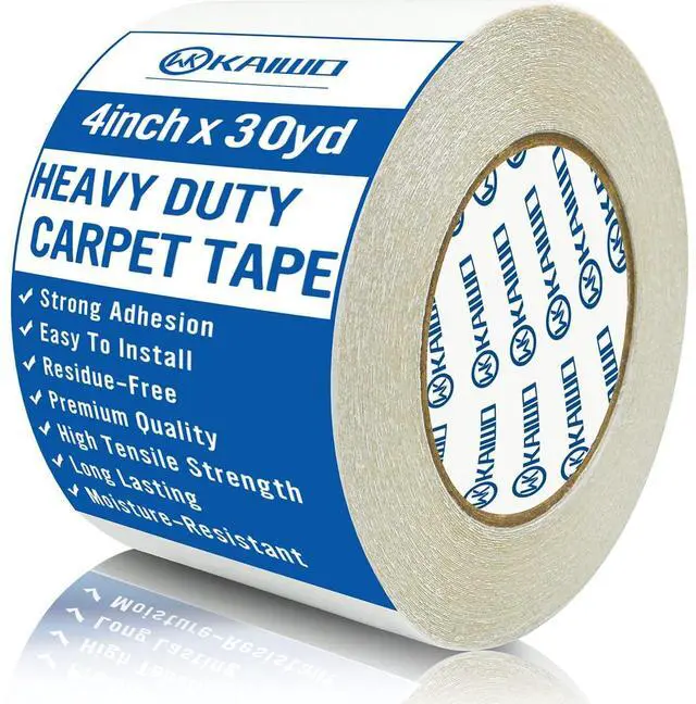 Main image of Heavy Duty Carpet Tape 4 Inch x 30 Yards, Extra Wide Double Sided Rug Gripper for Hardwood Floors, Strong Adhesive Non-Slip Tape for Area Rugs, Runners & Mats, High Tack & Durable Hold