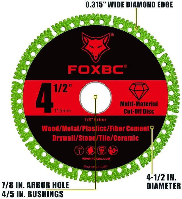 Alt view image 3 of 6 - 4-1/2 Inch Indestructible Multi-Material Cut Off Disc for Angle Grinders, 7/8" Arbor - 3 Pack