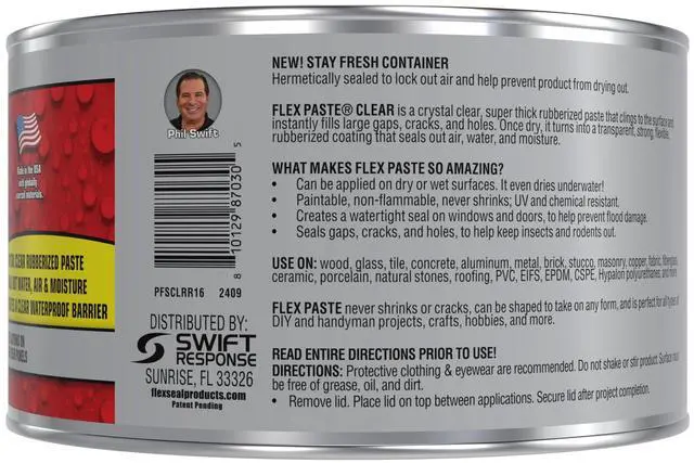 Alt view image 2 of 6 - Waterproof Paintable Putty, Spackle Sealant, Fill Gaps Cracks Holes - Block Out Water and Air - UV Resistant - Walls, Drywall, EPDM, Concrete, Roof, RV Repairs, Clear, Half-Quart