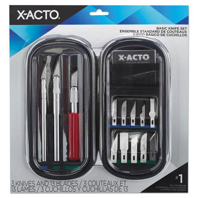 Alt view image 5 of 7 - Compression Basic Knife Set, Includes 3 Knives, 13 Blades, Soft Carry Case, 17 Count - Crafting, Art Projects, Cutting Tools