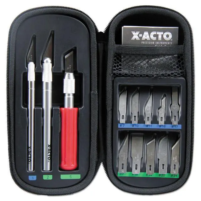 Alt view image 7 of 7 - Compression Basic Knife Set, Includes 3 Knives, 13 Blades, Soft Carry Case, 17 Count - Crafting, Art Projects, Cutting Tools