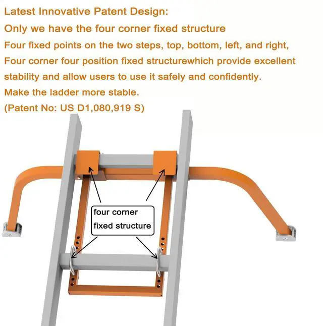Alt view image 2 of 7 - Ladder Stabilizer,Extension Ladder Stabilizer for Roof Gutter,Roof Ladder Standoff Arms,Extension Ladder Accessory,Gutter Cleaning Tools