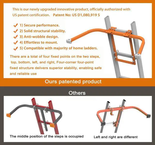 Alt view image 3 of 7 - Ladder Stabilizer,Extension Ladder Stabilizer for Roof Gutter,Roof Ladder Standoff Arms,Extension Ladder Accessory,Gutter Cleaning Tools