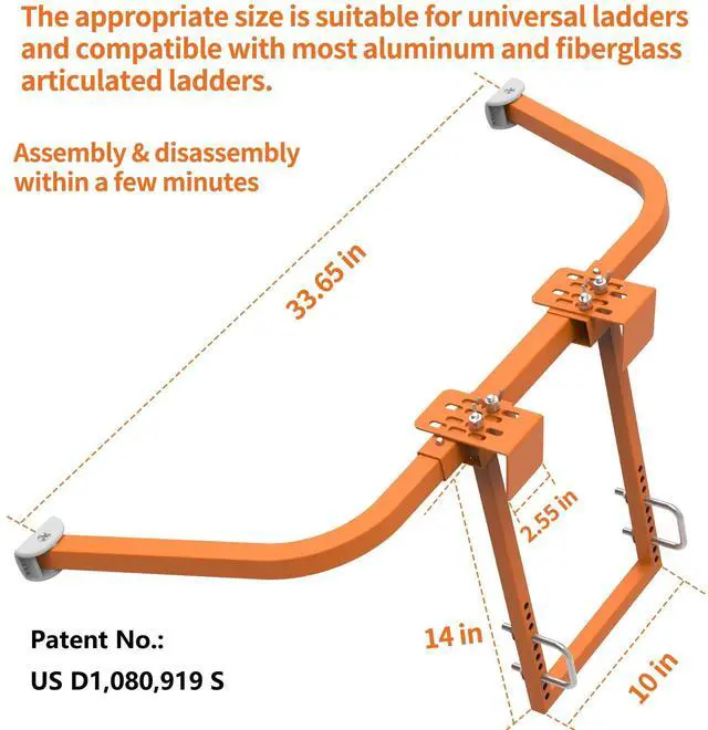 Alt view image 5 of 7 - Ladder Stabilizer,Extension Ladder Stabilizer for Roof Gutter,Roof Ladder Standoff Arms,Extension Ladder Accessory,Gutter Cleaning Tools