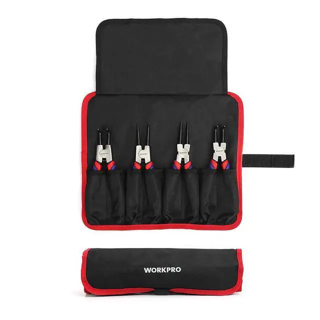 Alt view image 4 of 7 - 4-Piece Snap Ring Pliers Set with Storage Pouch | 7-inch Internal/External Circlip Pliers Kit, Straight/Bent Jaw, Cr-V Steel, For Retaining Ring Removal
