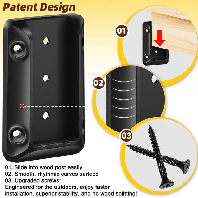 Alt view image 4 of 7 - 30 Pcs Deck Railing Brackets for 2×4 (Actual 1.5" × 3.5") Wood Rail | Heavy Duty Nylon 66 Railing Connectors for Wood Post to Handrail Connection with 215 Pcs Deck Screws for Deck Stair Fence