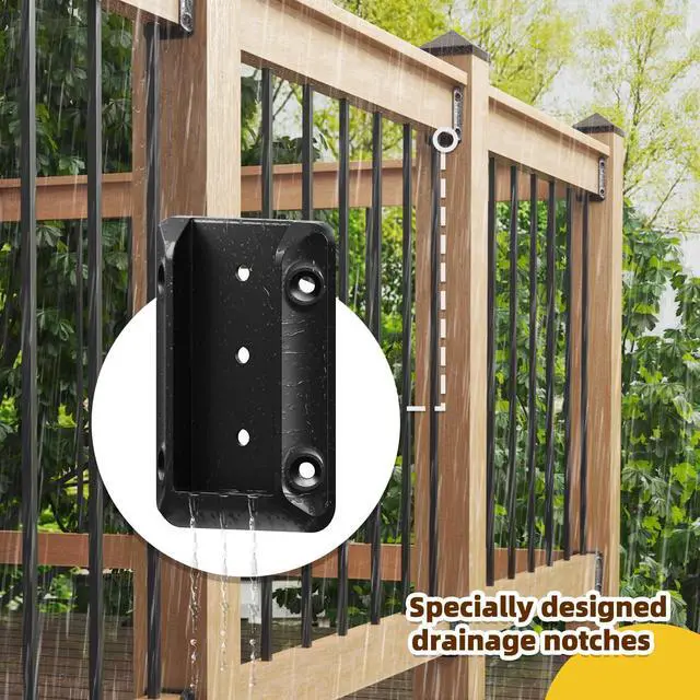 Alt view image 6 of 7 - 30 Pcs Deck Railing Brackets for 2×4 (Actual 1.5" × 3.5") Wood Rail | Heavy Duty Nylon 66 Railing Connectors for Wood Post to Handrail Connection with 215 Pcs Deck Screws for Deck Stair Fence