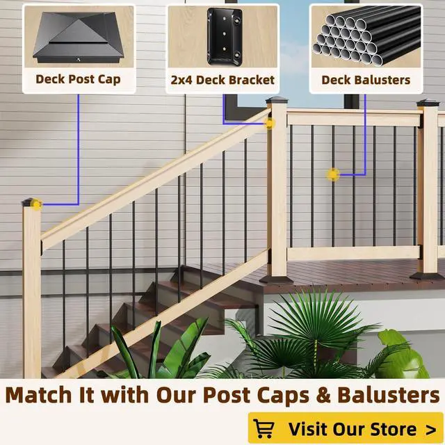 Alt view image 7 of 7 - 30 Pcs Deck Railing Brackets for 2×4 (Actual 1.5" × 3.5") Wood Rail | Heavy Duty Nylon 66 Railing Connectors for Wood Post to Handrail Connection with 215 Pcs Deck Screws for Deck Stair Fence