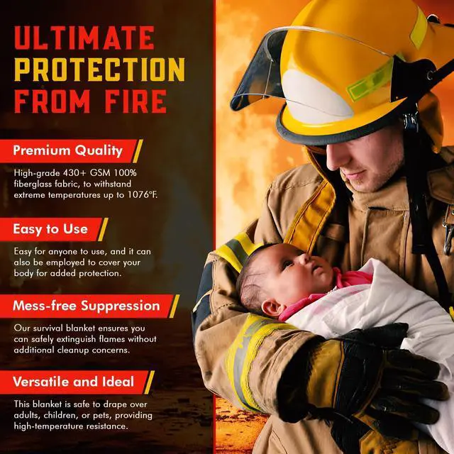 Alt view image 2 of 6 - Emergency Fire Blanket for Home & Kitchen 2-Pack Safety | Fiberglass Extinguisher Grease Stove Reusable Protection Preparedness RV Car Fireproof Retardant Resistant Suppression