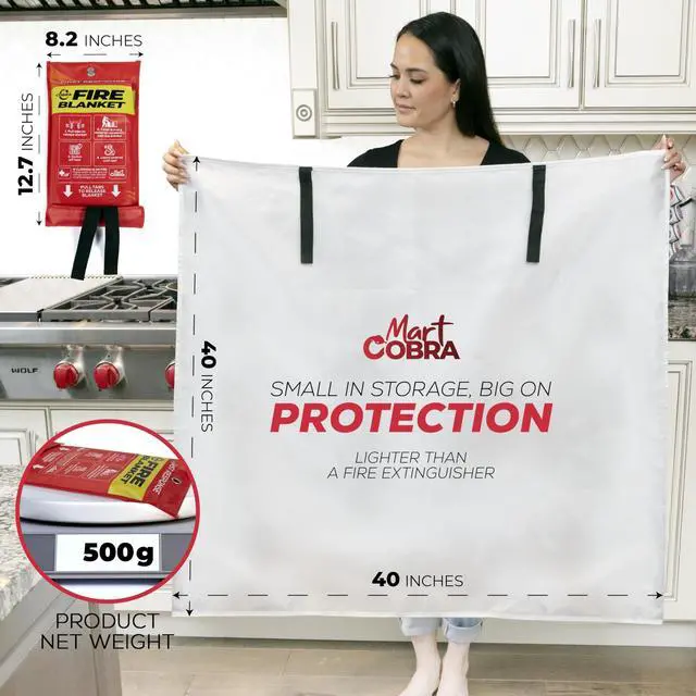 Alt view image 4 of 6 - Emergency Fire Blanket for Home & Kitchen 2-Pack Safety | Fiberglass Extinguisher Grease Stove Reusable Protection Preparedness RV Car Fireproof Retardant Resistant Suppression