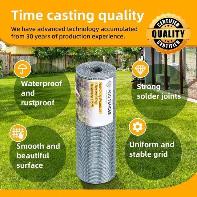 Alt view image 3 of 6 - 8inch x 25ft Hardware Cloth 1/4 inch Chicken Wire Fencing 23Ga | Hot Dipped Galvanized After Welding Garden Plant Supports Welded Metal Chicken Wire Fence Poultry Animal Netting Cage Screen