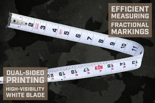 Alt view image 4 of 6 - Tools Elite Series Tape Measure for Measuring & Layout, 1 1/4" Double-Sided Blade, Heavy Duty Military-Grade Composite Case, 35 Foot Magnetic + Fractional