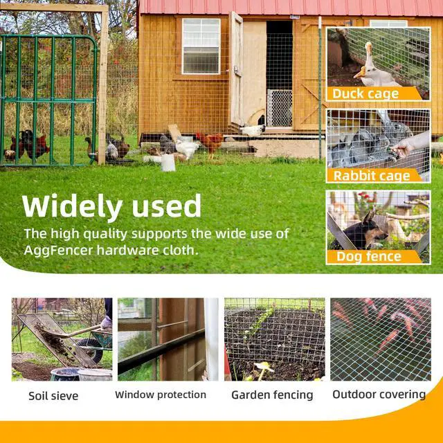 Alt view image 5 of 6 - 8inch x 25ft Hardware Cloth 1/4 inch Chicken Wire Fencing 23Ga | Hot Dipped Galvanized After Welding Garden Plant Supports Welded Metal Chicken Wire Fence Poultry Animal Netting Cage Screen
