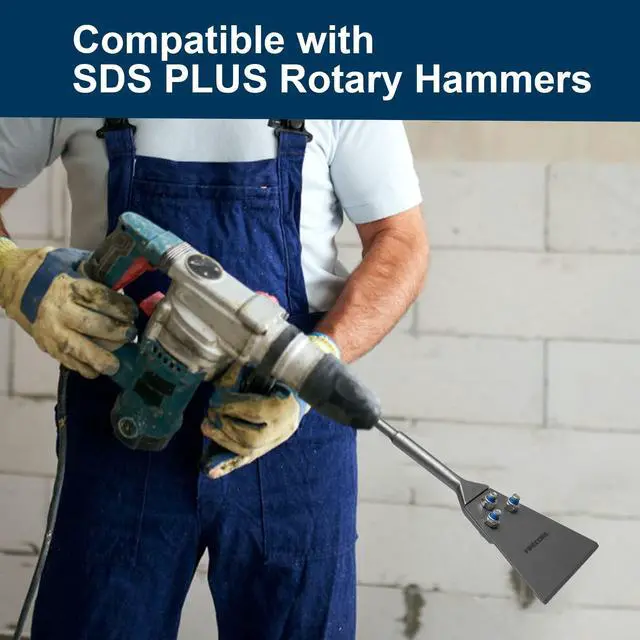 Alt view image 4 of 6 - SDS Plus Floor Scraper Kit, 5 Inch x 11 Inch Tile Removal Tool SDS Plus Chisel Bit Heavy Duty for Rotary Hammer Drill, Thinset Vinyl Scraper Adhesives Remover with Replacement Balde FS22510