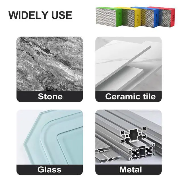 Alt view image 6 of 6 - 4pcs Diamond Hand Polishing Pads for Ceramic Tile Glass Grinding,Sanding Blocks Polishing 60#,100#,200#,400#
