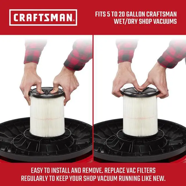 Alt view image 3 of 7 - CMXZVBE38754 Genuine 5-20 Gal. General Purpose Wet Dry Vac Filter | Fits Most 5 to 20 Gallon Shop Vacuums, Easy Installation and Traps General Debris