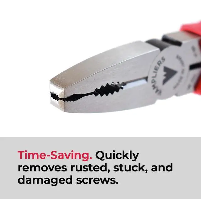 Alt view image 6 of 7 - 6.25" Stripped Screw Extractor Combination Pliers Made in Japan | High Carbon Steel, Thermoplastic Rubber Handles, Remove Damaged/Rusted Fasteners Ø3 - 9.5mm, Side Wire Cutter, Spring-Loaded