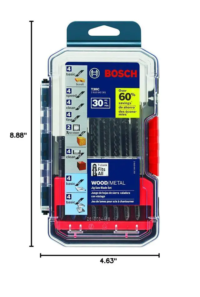 Alt view image 6 of 6 - T30C 30 pc. T-Shank Jig Saw Blade Set for Wood and Metal