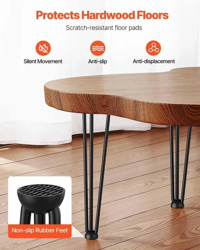 Alt view image 5 of 7 - Hairpin Table Legs 20" Black Set of 4 Desk Legs 880lbs Load Capacity (Each 220lbs) Hairpin Desk Legs 3 Rods for Bench Desk Dining End Table Chairs Carbon Steel DIY Heavy Duty Furniture Legs