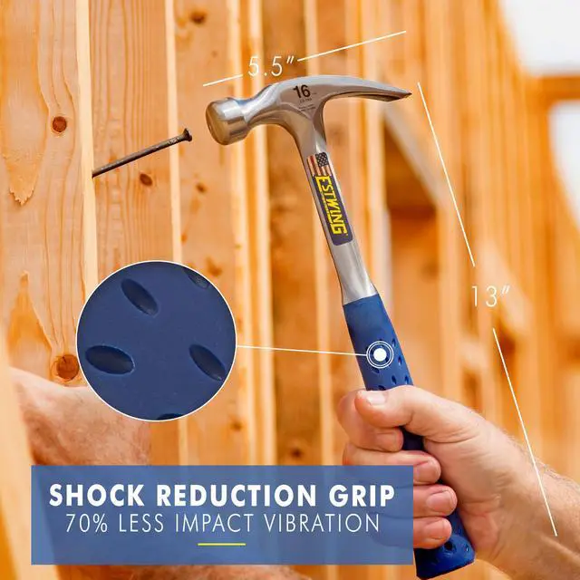 Alt view image 2 of 6 - 16 oz Hammer, Smooth Face, Forged Steel Hammer, Rip Claw | Made in USA, Rip Claw Versatility, Built For The Pro, Forged In One Piece, Patented Shock Reduction Grip