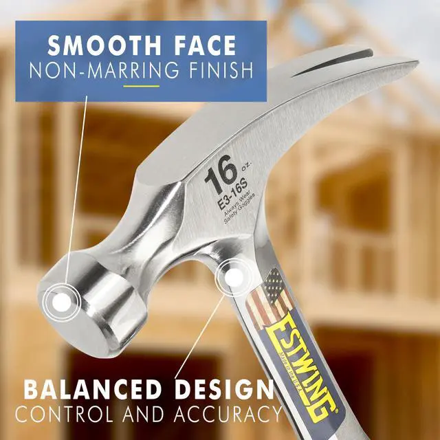 Alt view image 3 of 6 - 16 oz Hammer, Smooth Face, Forged Steel Hammer, Rip Claw | Made in USA, Rip Claw Versatility, Built For The Pro, Forged In One Piece, Patented Shock Reduction Grip