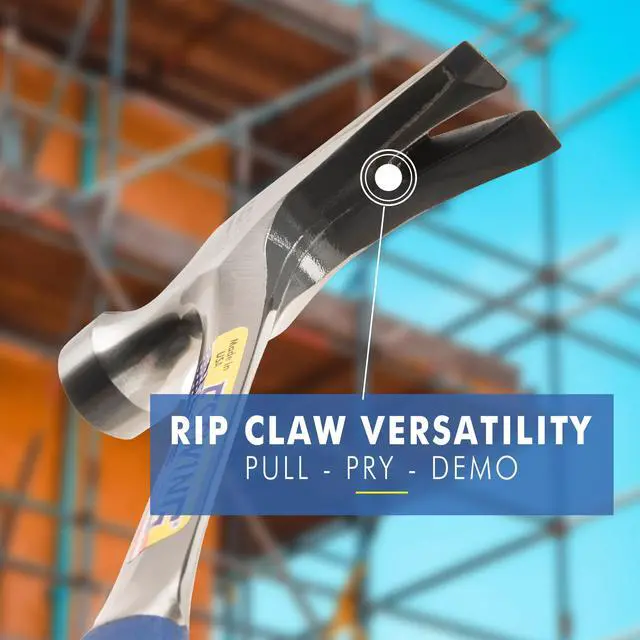 Alt view image 4 of 6 - 16 oz Hammer, Smooth Face, Forged Steel Hammer, Rip Claw | Made in USA, Rip Claw Versatility, Built For The Pro, Forged In One Piece, Patented Shock Reduction Grip