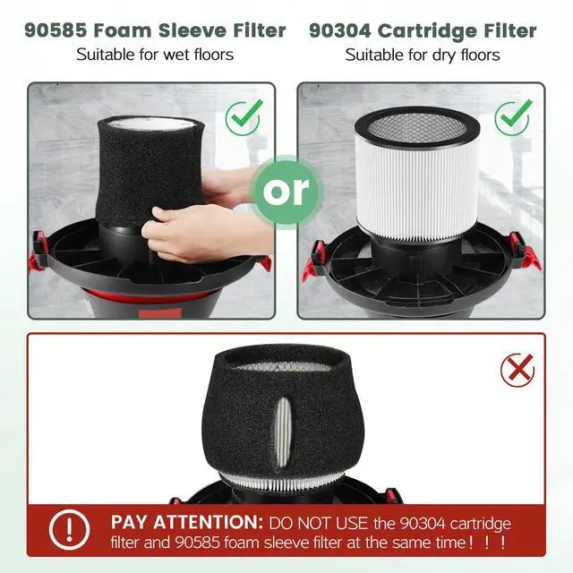 Alt view image 3 of 7 - 90304 Replacement Filter Kit for Shop Vac Cartridge Filter 90350 90304 | 90333 90585, Fits Most 5 Gallon and above Wet Dry Vacuum Cleaner (2+2+4+1)