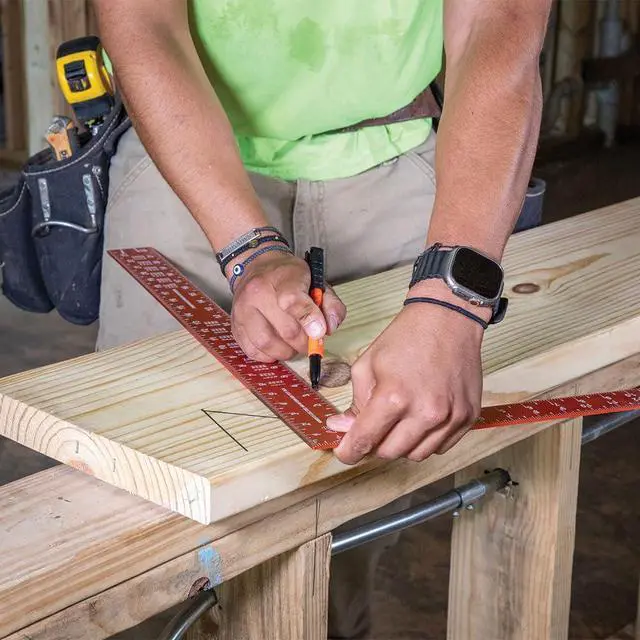 Alt view image 4 of 7 - 935FSQ Framing Square, 24-Inch x 16-Inch, L Shape Carpenter Square Tool for Woodworking with Laser Etched Rafter Tables and Octagon Scales