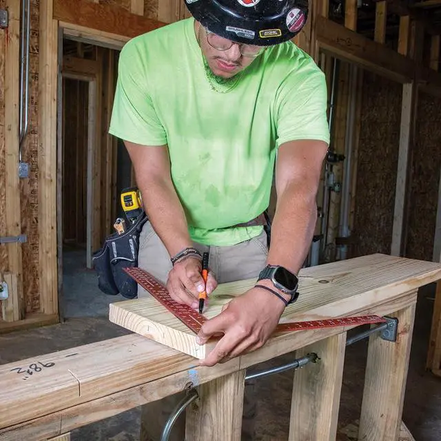 Alt view image 5 of 7 - 935FSQ Framing Square, 24-Inch x 16-Inch, L Shape Carpenter Square Tool for Woodworking with Laser Etched Rafter Tables and Octagon Scales