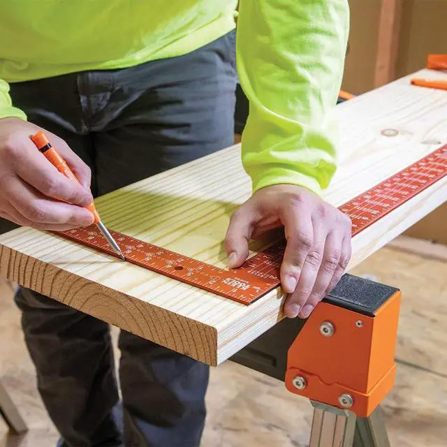 Alt view image 6 of 7 - 935FSQ Framing Square, 24-Inch x 16-Inch, L Shape Carpenter Square Tool for Woodworking with Laser Etched Rafter Tables and Octagon Scales